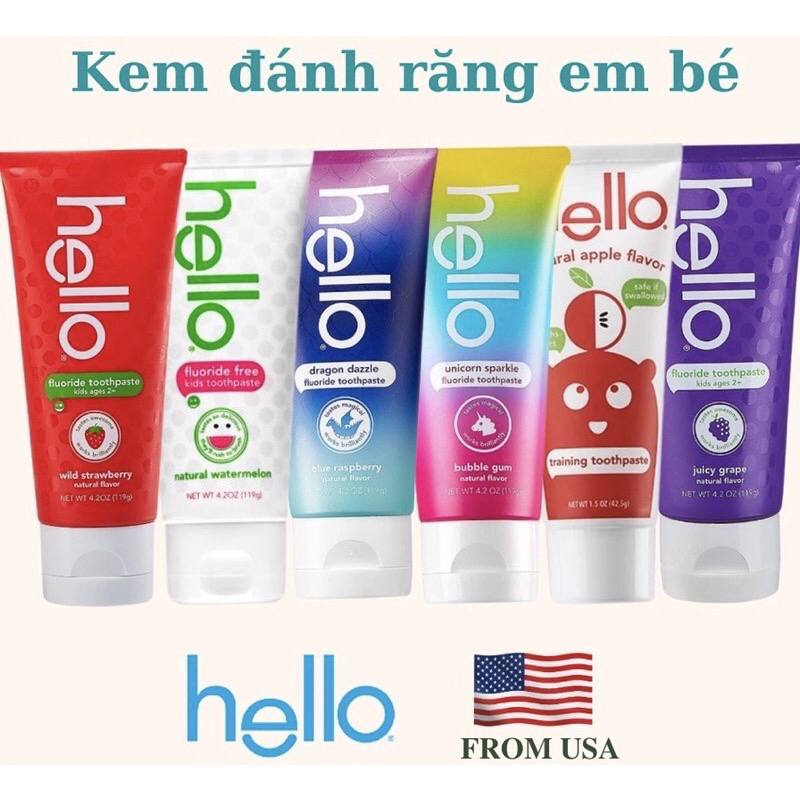 Kem đánh răng cho bé hello hữu cơ