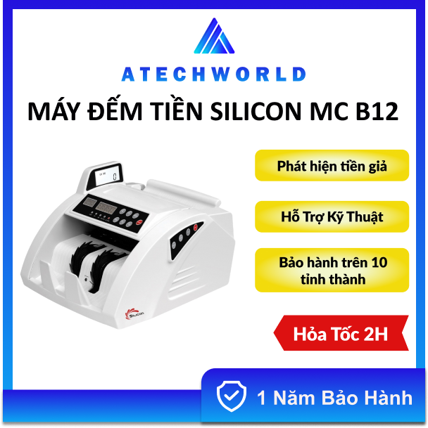 Máy đếm tiền thế hệ mới silicon mc b12 - hàng chính hãng - bh 12 tháng - có xuất vat