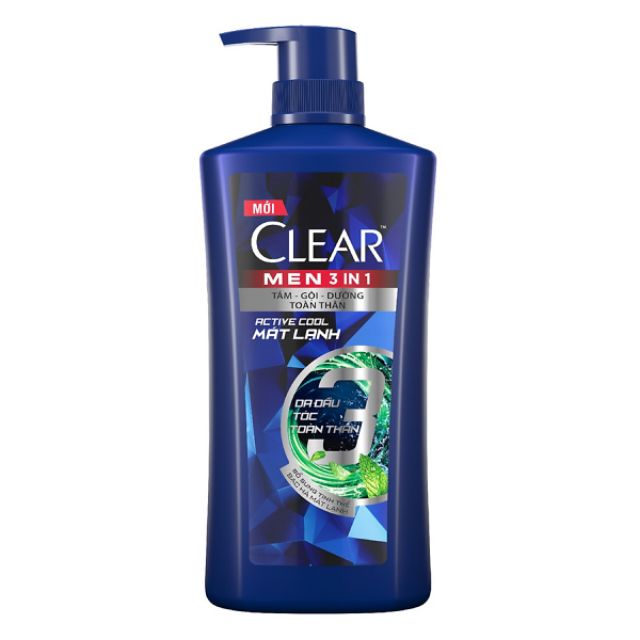[HCM]Dầu gội CLEAR Men 3 trong 1 - ACTIVE COOL BẠC HÀ - 630g