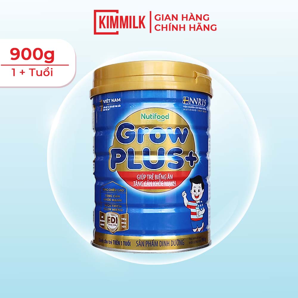 Sữa bột Nutifood GrowPLUS+ xanh trên 1 tuổi lon 900g dinh dưỡng cho bé tăng cân khỏe mạnh