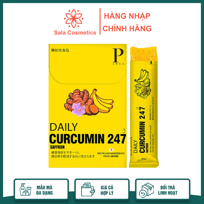Thạch nghệ saffron vị chuối Daily Curcumin 247 hỗ trợ tiêu hóa cải thiện sức khỏe hộp 7 thanh - Sala Cosmetics
