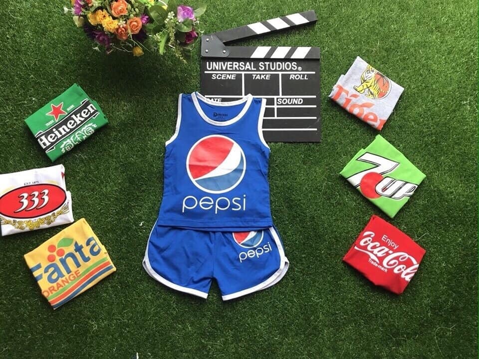 Bộ thun cotton sát nách nước giải khát Pepsi mát mẻ cho bé ngày hè