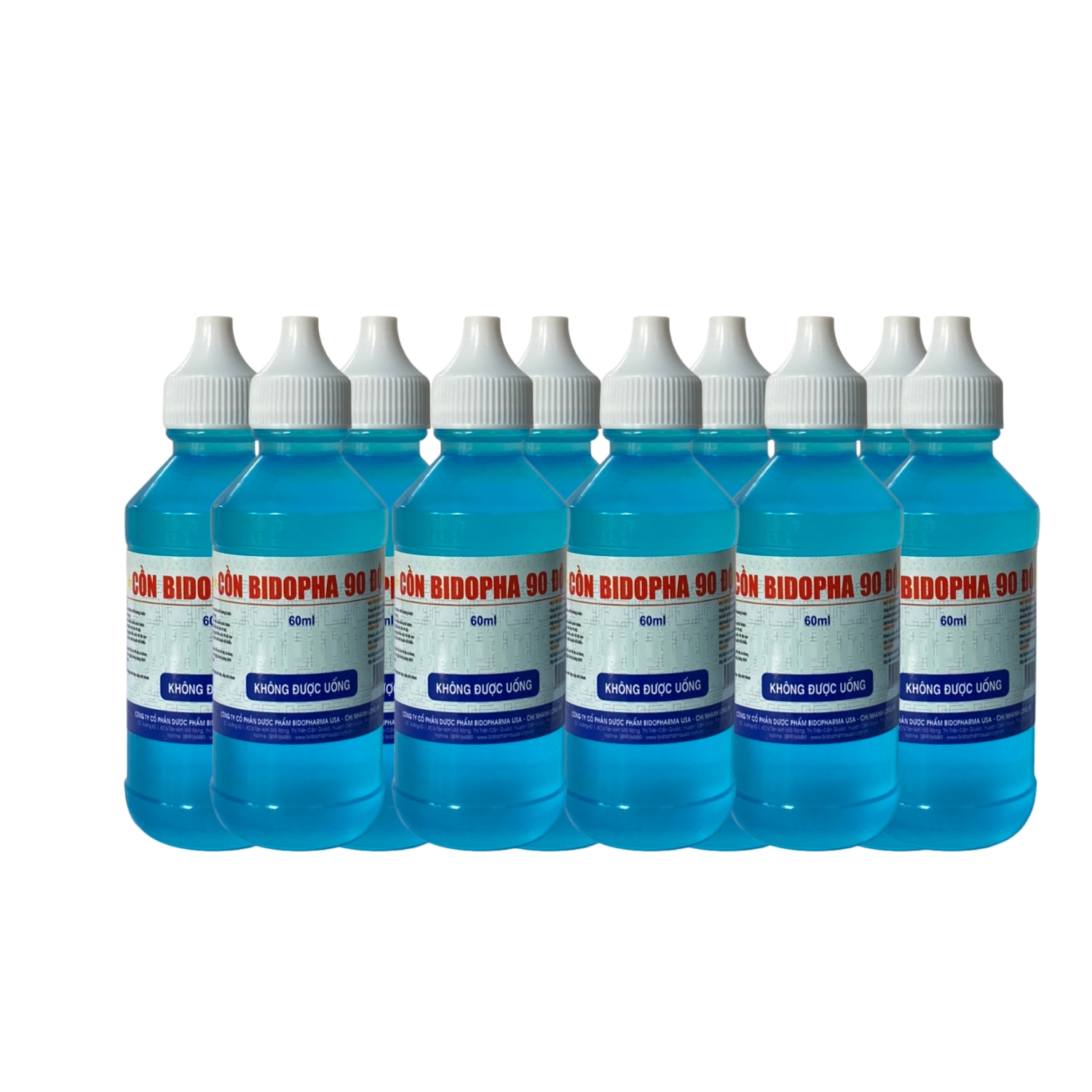 Lốc 10 chai cồn xanh bidopha 90 độ chai 60ml