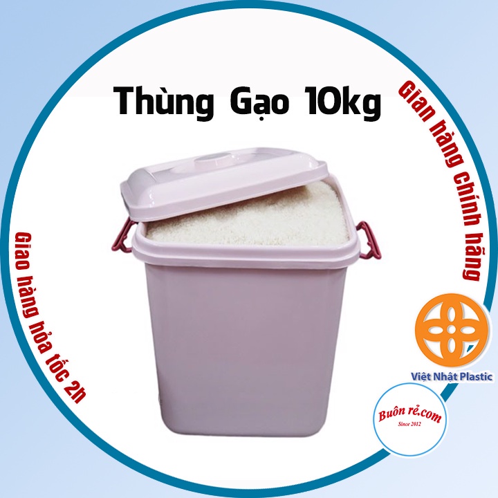 Thùng đựng gạo có nắp Việt Nhật dung tích 10KG - Thùng đa năng đựng gạo, đồ ăn khô tiện lợi, bền đẹp