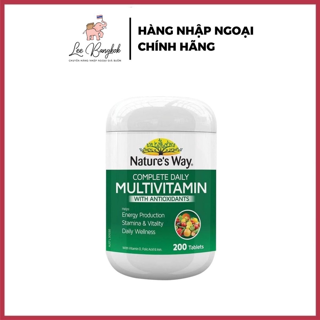 Viên Uống Vitamin Tổng Hợp Và Tảo Biển Nature’s Way Complete Daily Multivitamin Của Úc 200 Viên Hàng bay Air - Đủ Bill