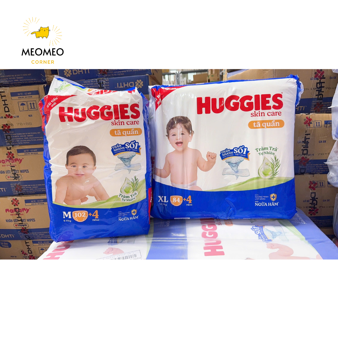  TÃ QUẦN Huggies Skin Care MEGA JUMBO Tràm Trà Tự Nhiên Bỉm 