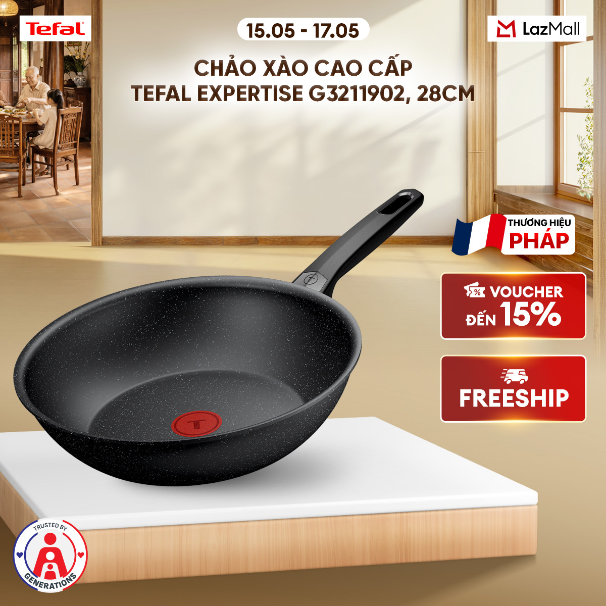 Chảo xào cao cấp Tefal Expertise G3211902, 28cm
