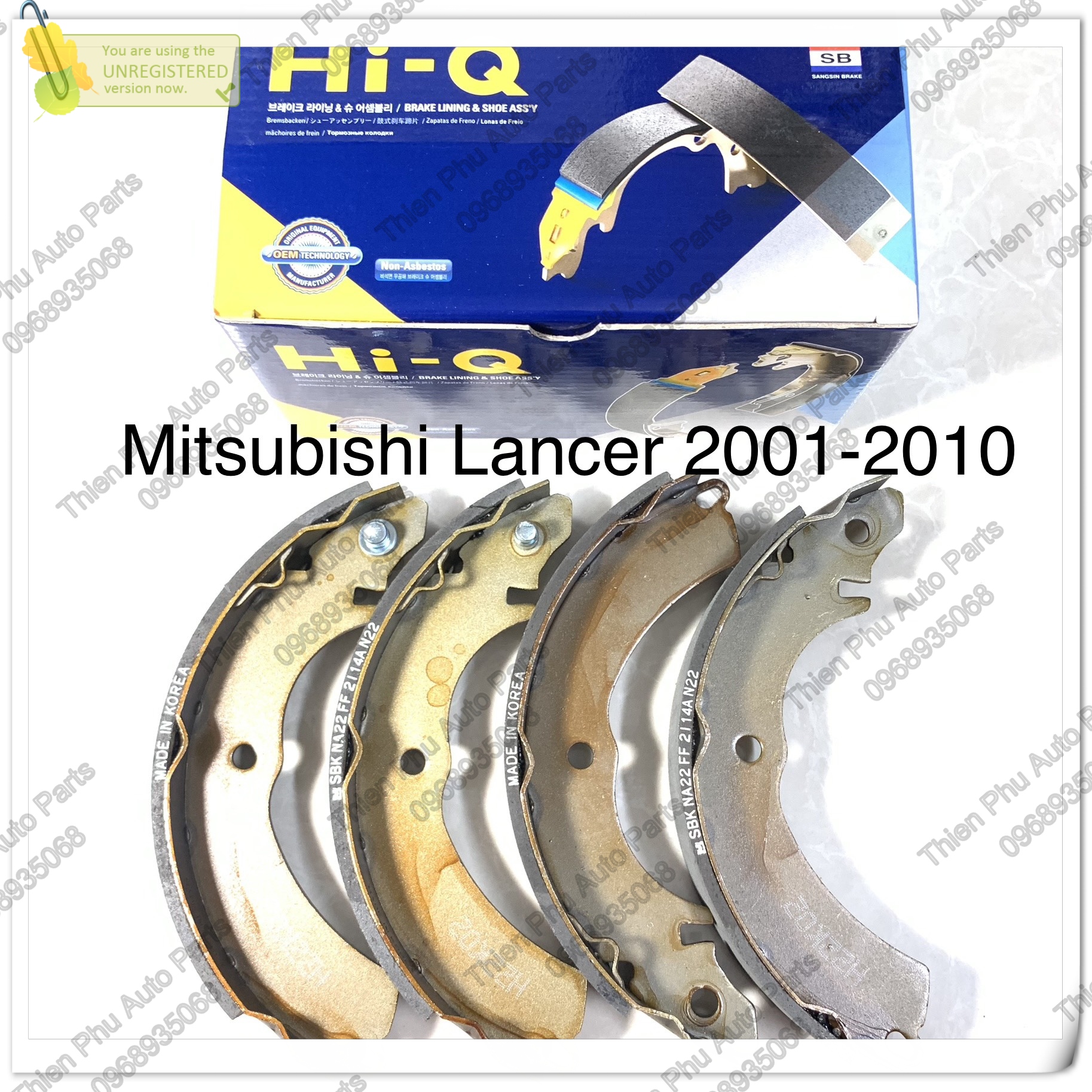 Má phanh chính hãng Hi-Q cho Mitsubishi Lancer - Guốc phanh sau. OEM Brake Shoe : 440606A0A3 4800A089 AA35020227 MR449086 MR449087  MR449088  MR485499 MR586855