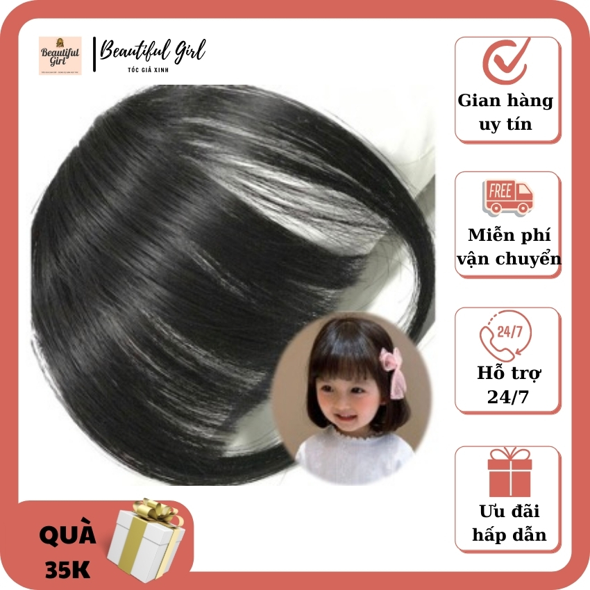 [FREE SHIP] QUEEN TÓC MÁI NGỐ CHO BÉ GÁI - MÁI NGỐ NGANG DÀY SỢI TƠ SIÊU MỀM MƯỢT <3