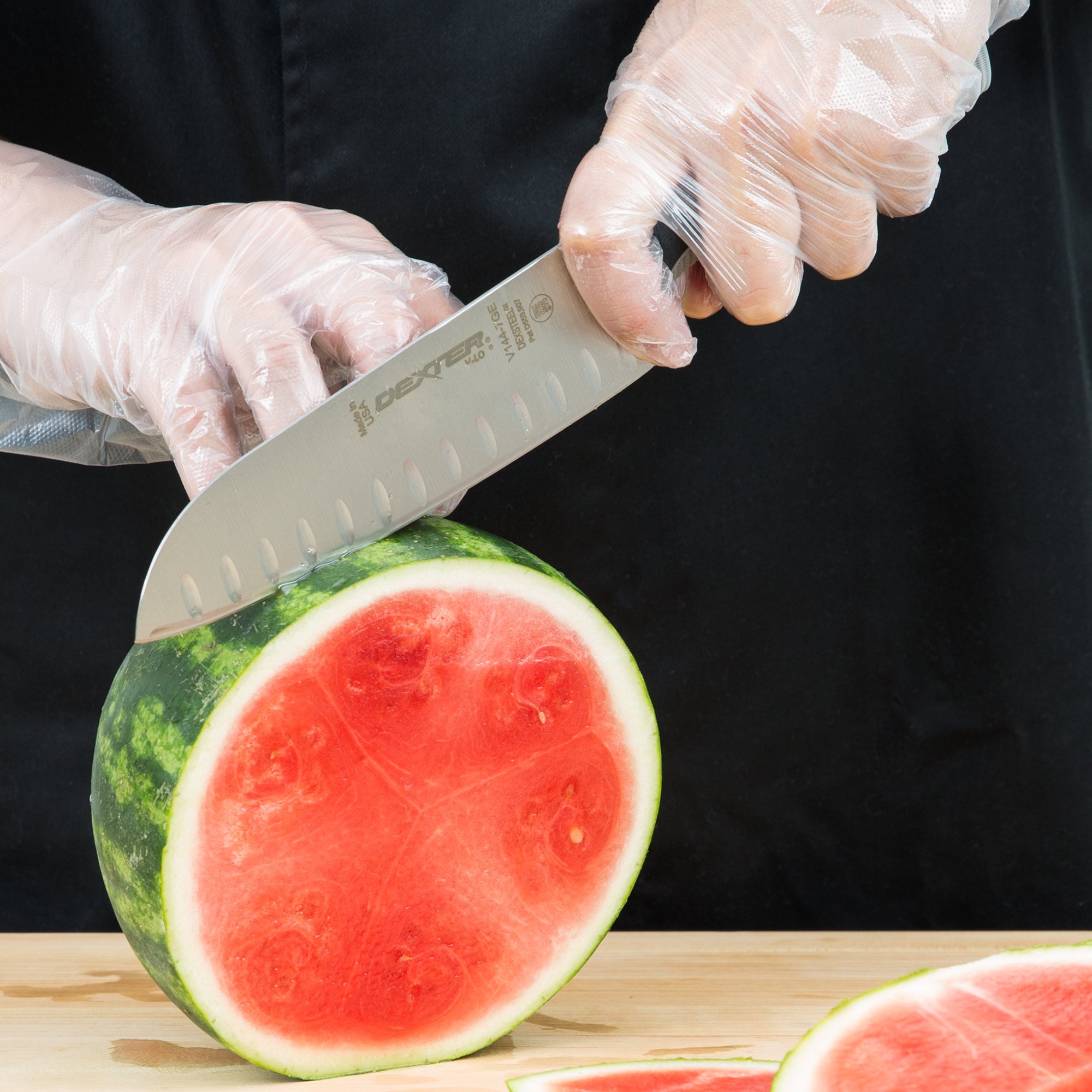 Dao đầu bếp dao thái thịt kiểu nhật santoku lưỡi granton 180mm thép hợp kim cao cấp chống han gỉ chống ăn mòn, chuôi cầm êm dexter russell v144-7ge-pcp