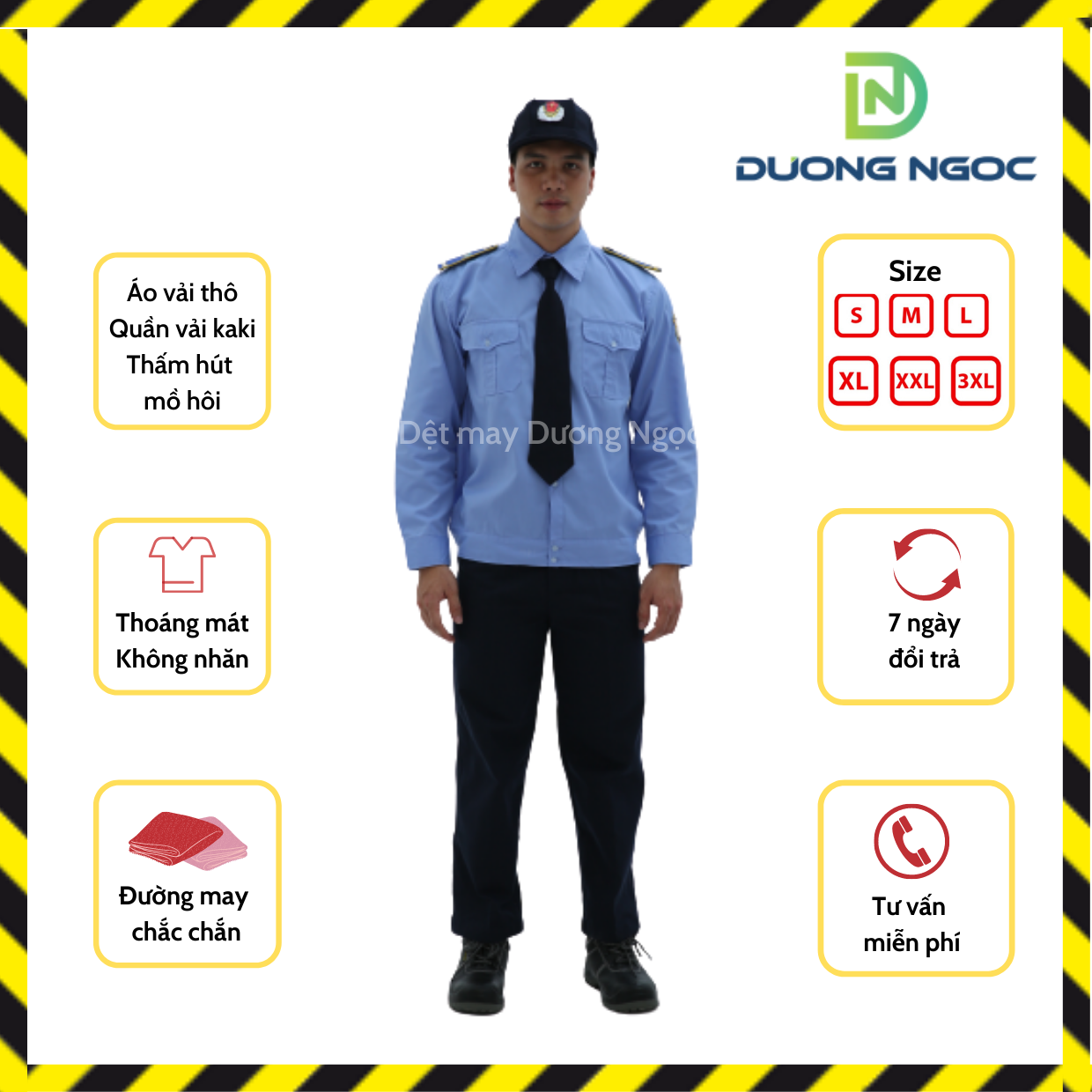 Đồng Phục Bảo Vệ, Bộ Quần Áo Bảo VệTay Dài Theo Thông Tư 08 Đủ Size BV03 Không Kèm Phụ Kiện