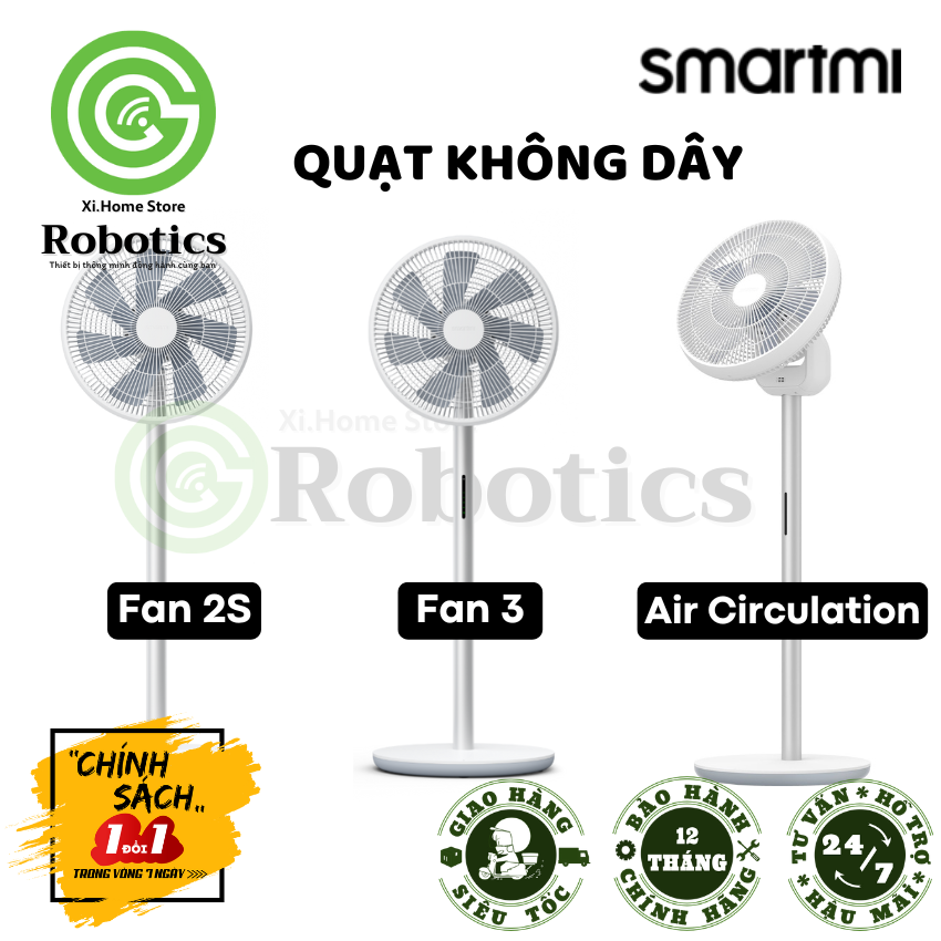 |hỏa tốc| quạt đứng thông minh smartmi gen 3 - sử dụng không dây lên đến 20 giờ - bản quốc tế - bào hành chính hãng 12 tháng