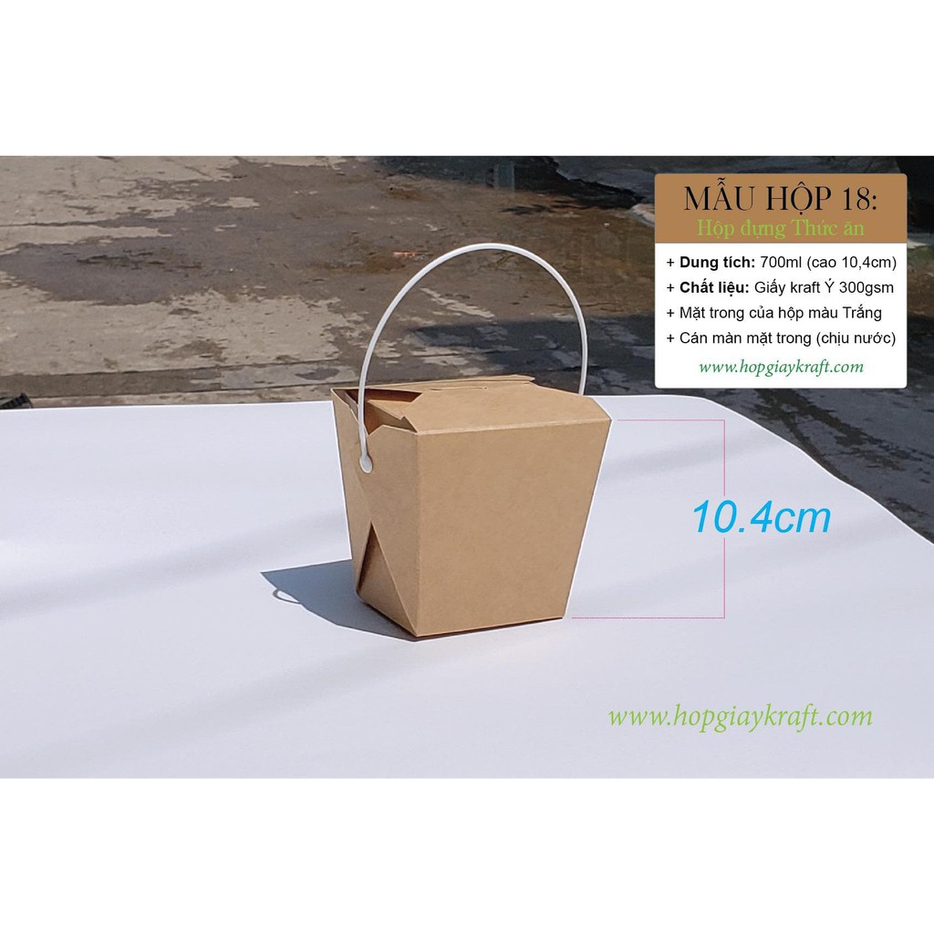 50 cái Hộp số 18 - Hộp đựng thức ăn nhanh - take away - mì xào giấy kraft