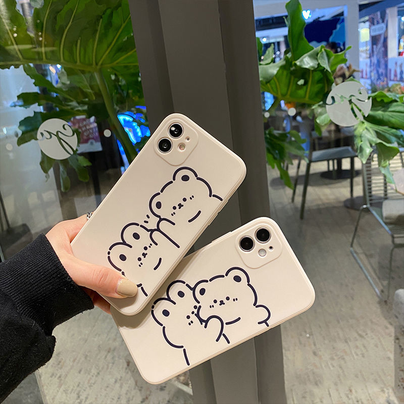 Ốp Lưng Silicon Màu Bảo Vệ CAMERA Couple Bear