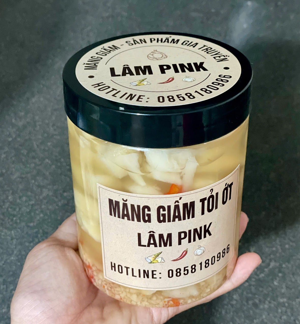 LÂM PINK - Măng GiấmTỏi Ớt Giòn Ngon Giảm Cay Tự Nhiên - Măng Chua Cay Nhà Làm Đậm Vị Ăn Kèm Vạn Vật Hũ 700gr