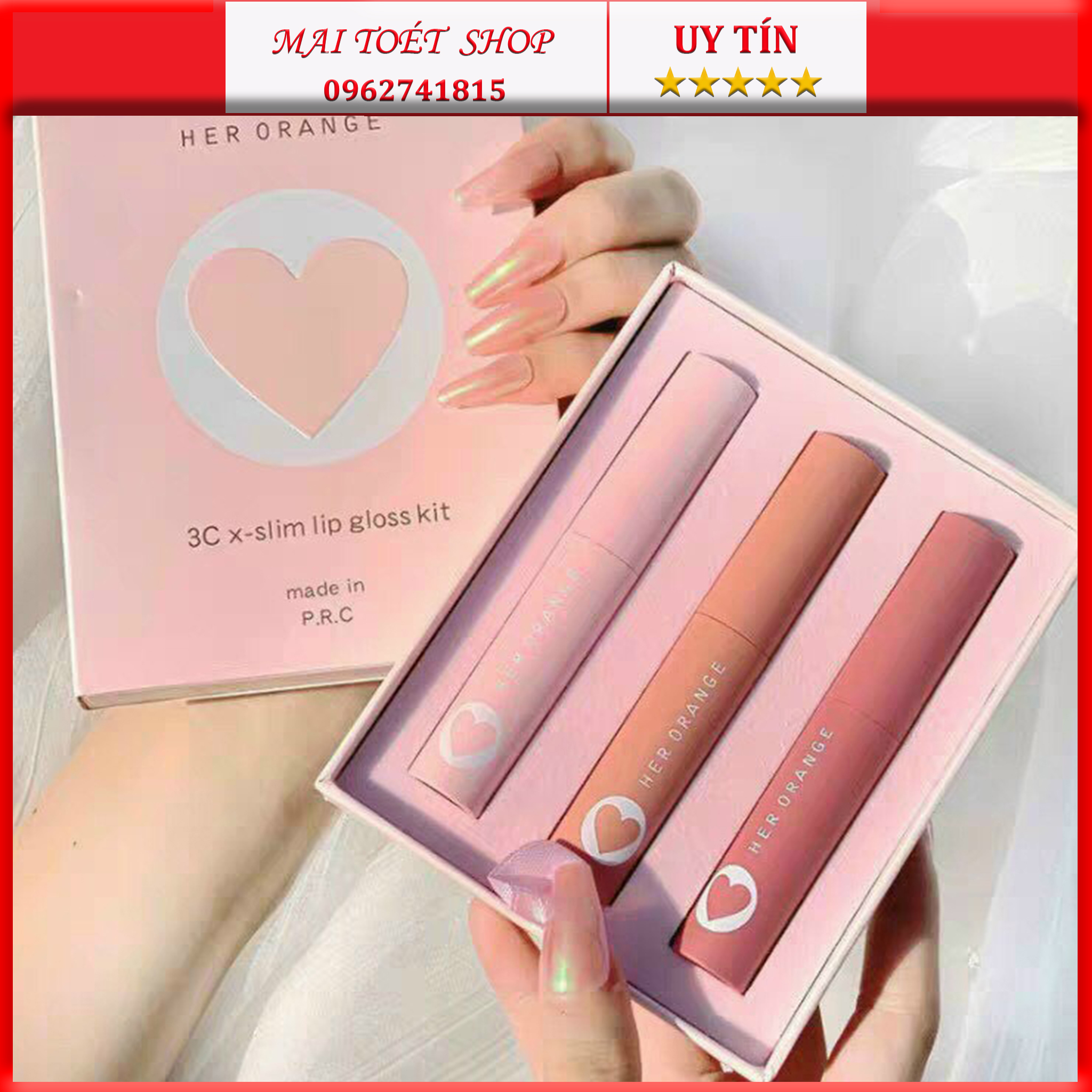 [New]Set son her orange 3C slimHàng mới về,Son nội địa trung