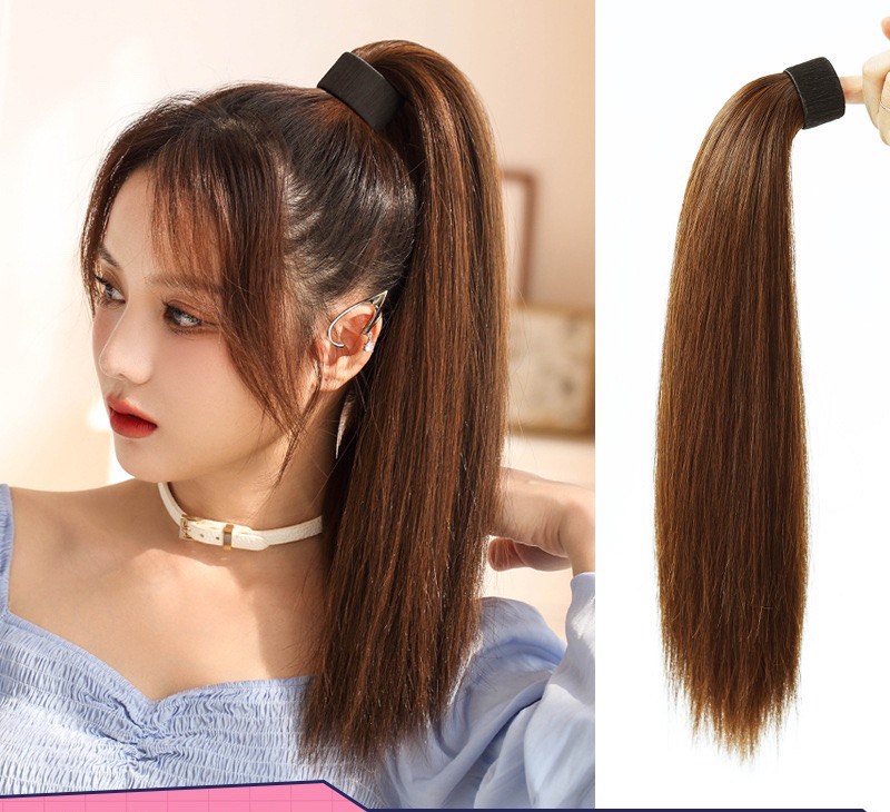 Tóc Giả Ngoạm Thẳng Cuốn Nam Châm chắc chắn 50cm Sang Trọng Qiqishop
