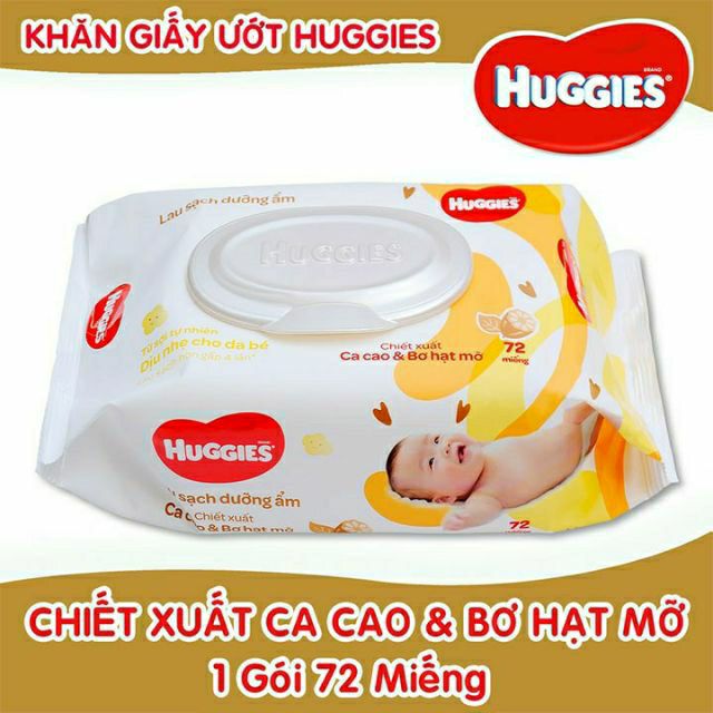 [HCM]Khăn ướt cao cấp Huggies bơ hạt mỡ 72 Miếng