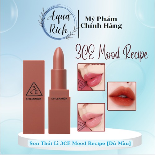 Son thỏi lì 3ce mood recipe on and on 3.5g