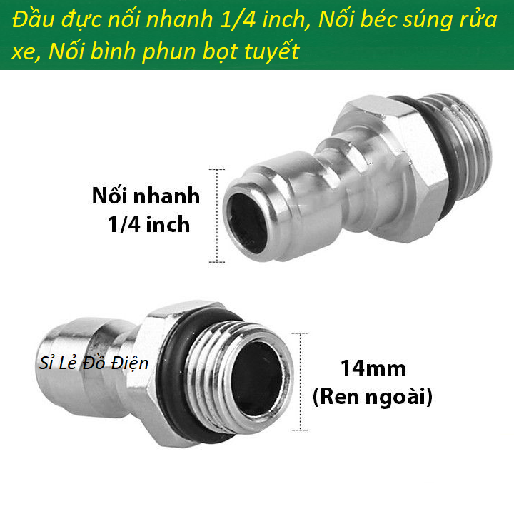 Đầu đực nối nhanh 1/4 inch - ren trong 14mm