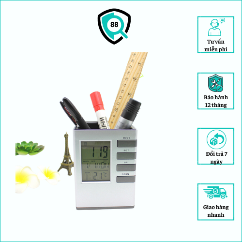 Hộp đựng bút để bàn kiêm đồng hồ hiển thị thời gian v1