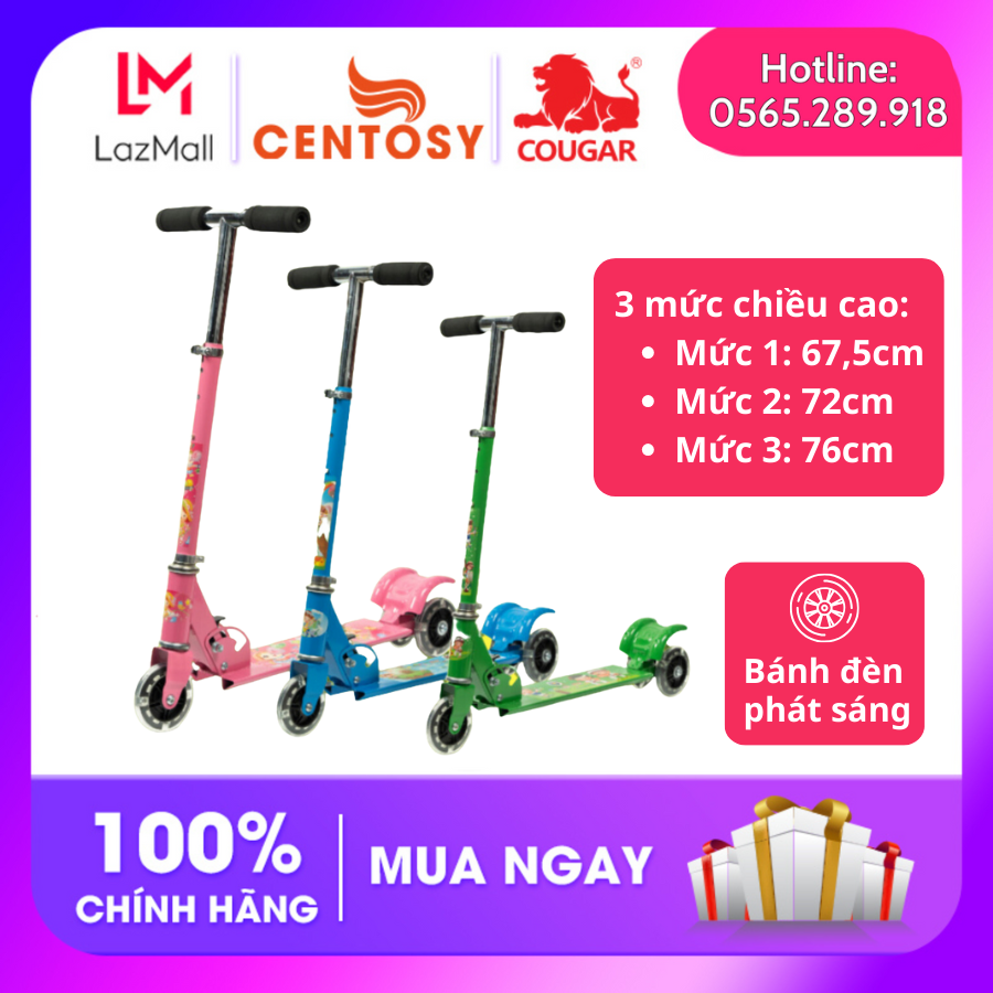 Xe trượt scooter trẻ em Centosy 951, có 3 màu cho bé lựa chọn tải trọng 40kg