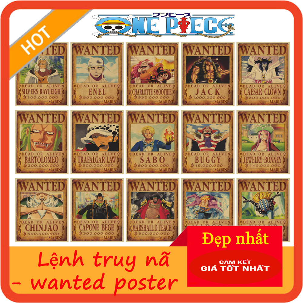 Lệnh Truy Nã Trong Onepiece -Wandted Poster Khổ Trung A5 - In Rõ Nét Cực Đẹp - Giá Siêu Rẻ