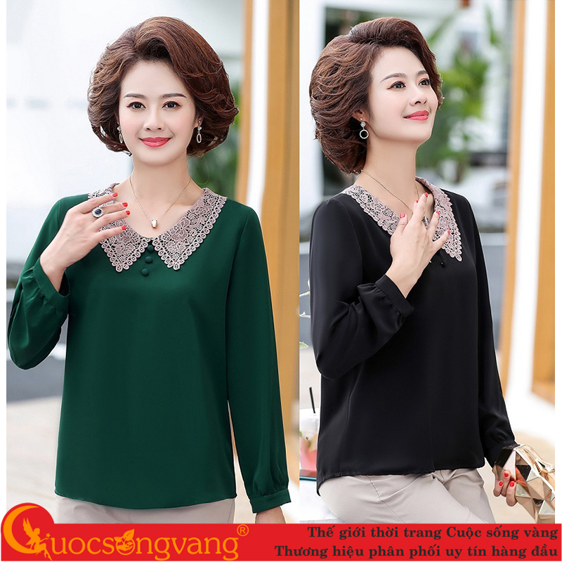 Áo trung niên nữ kiểu big size áo kiểu nữ phối ren cổ GLA318 Cuocsongvang