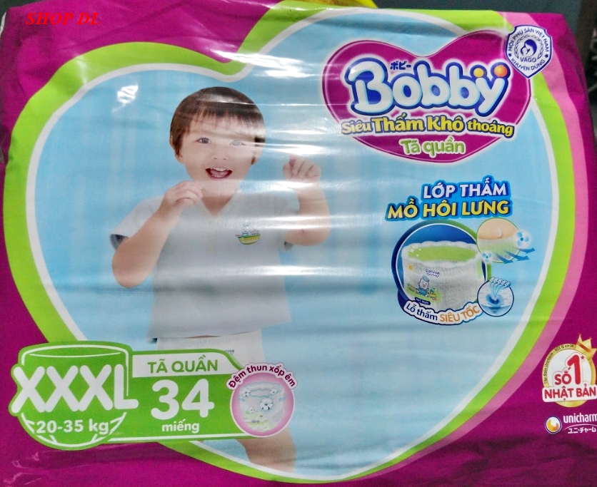TÃ QUẦN BOBBY XXXL34 - 34 MIẾNG - CHO BÉ 20-35 KG