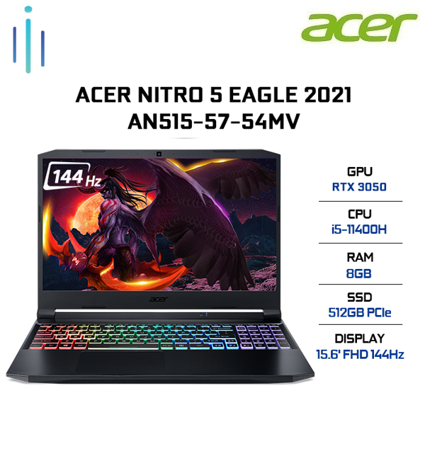 Laptop Acer Nitro 5 Eagle AN515-57-54MV (i5-11400H | 8GB | 512GB | GeForce RTX™ 3050 4GB | 15.6' FHD 144Hz | Win 11)
