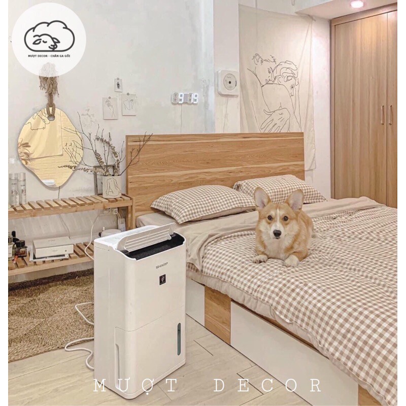 Ga Giường ❤️ bộ vỏ chăn ga gối cotton poly vintage kẻ caro phong cách hàn quốc miễn phí bo chun đủ size đệm Mượt Decor