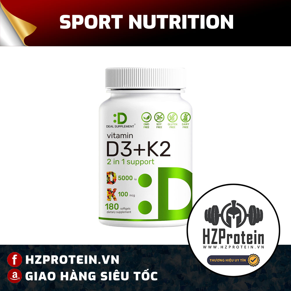 Deal Supplement Vitamin D3 + K2 5000IU- Vitamin Tăng Sức Đề Kháng