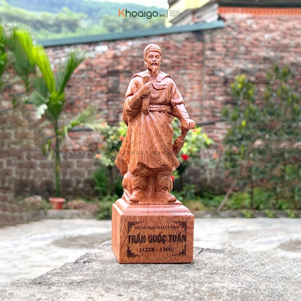 Tượng trần quốc tuấn - hưng đạo vương bằng gỗ cao 20 - tượng gỗ hưng đạo đại vương khoaigodecor