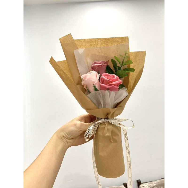 [8/3 KÈM TÚI] Hoa sáp hướng dương, hoa hồng bó 3 bông kèm túi