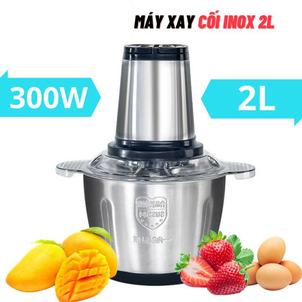 Máy xay thịt thực phẩm đa năng xay tỏi ớt bằng điện cối inox 3 lít 2 lít công suất 300W