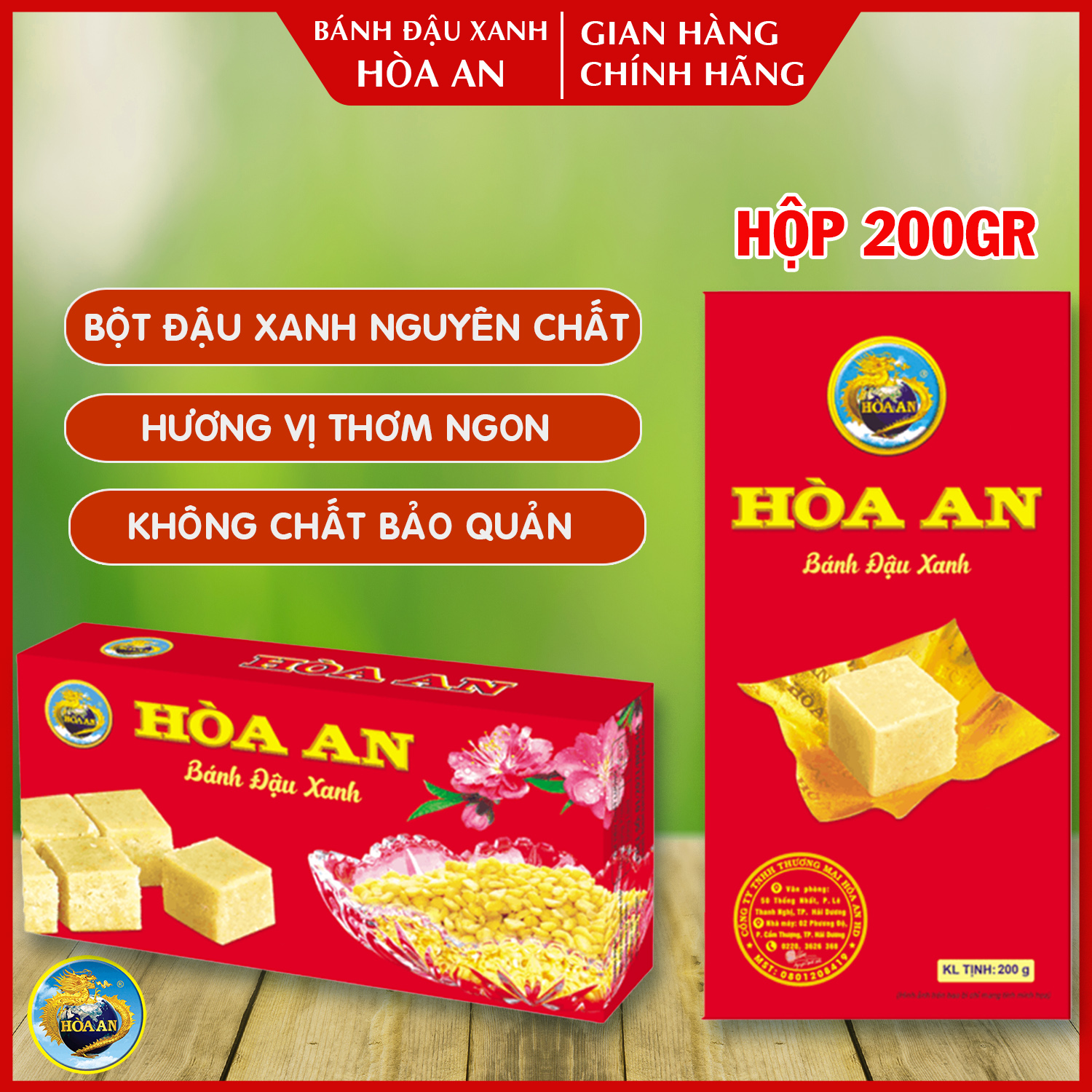 Bánh đậu xanh hòa an 200gr