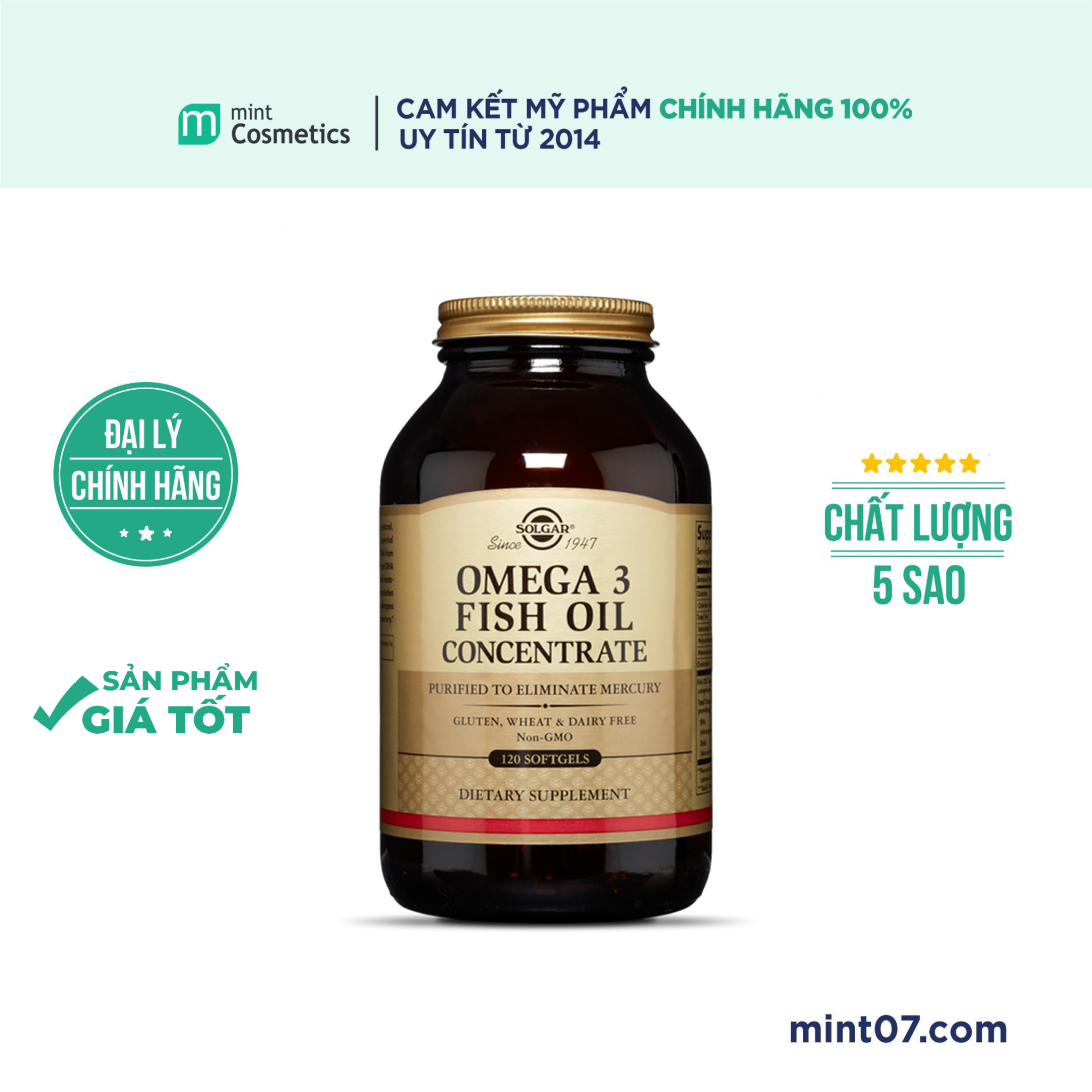 Viên uống solgar dầu cá omega 3 fish oil concentrate 120 viên