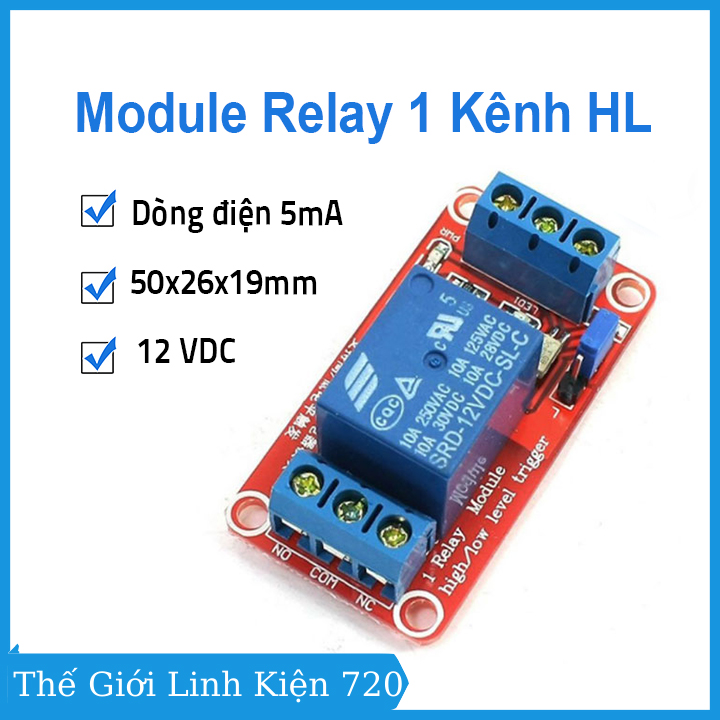 Module relay 12vdc 1 kênh high / low