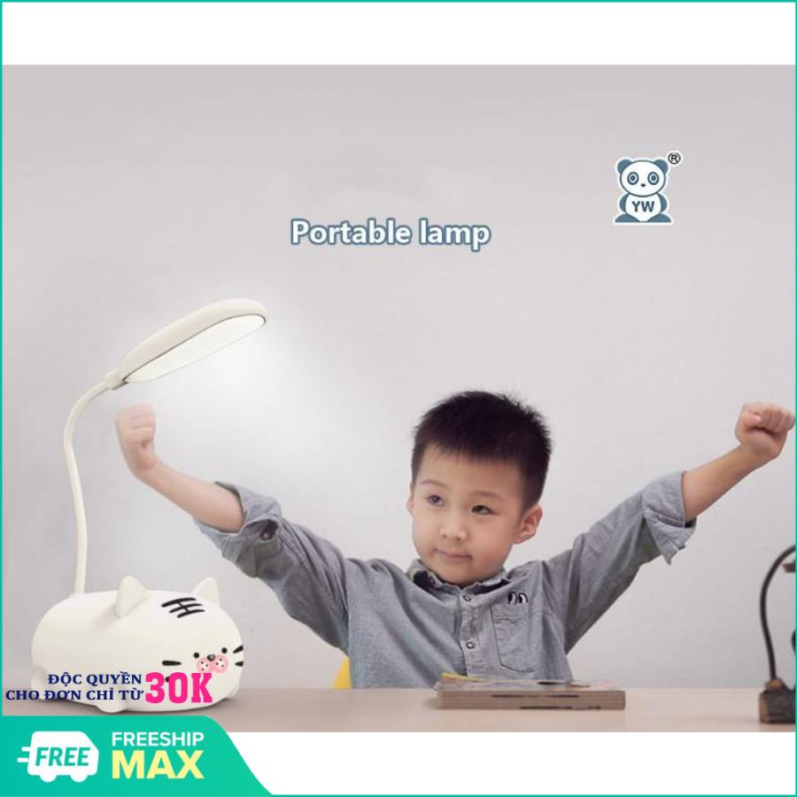 Đèn Bàn Led Bảo Vệ Mắt Học Sinh Đa Chức Năng Sạc USB + Đèn Ngủ Cảm Ứng Thông Minh - Đèn Bàn Học Bài Hình Mèo Dễ Thương YW9093