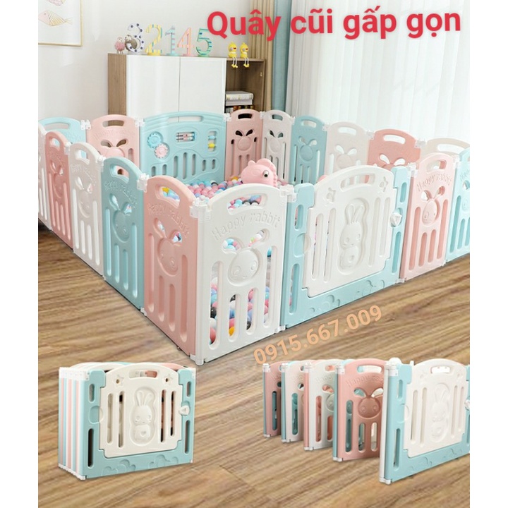Bộ quây cũi GẤP GỌN , quây nhựa nguyên sinh TẶNG THẢM, bóng bộ 12+2 trở lên