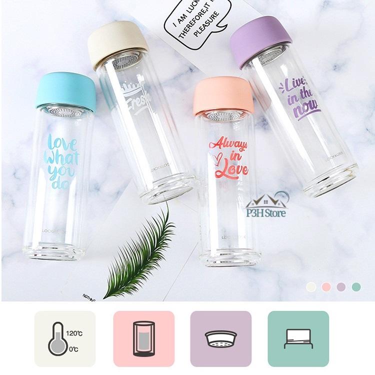 Bình thủy tinh chịu nhiệt 2 lớp Lock&Lock dung tích 300ml LLG628