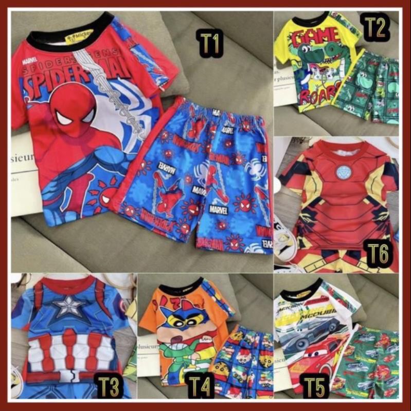 (15-40kg) Bộ thun cộc tay in hình 3D cho bé trai Cizi.shop