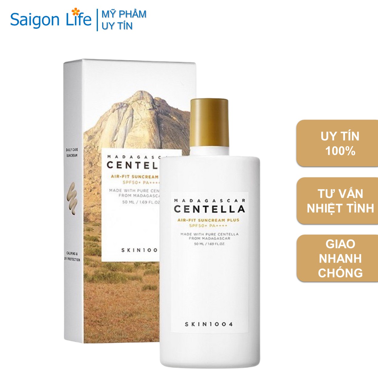 Kem Chống Nắng Dưỡng Da, Ngừa Mụn Skin1004 Madagascar Centella Air-fit Suncream Plus SPF50+ PA++++ 50ml