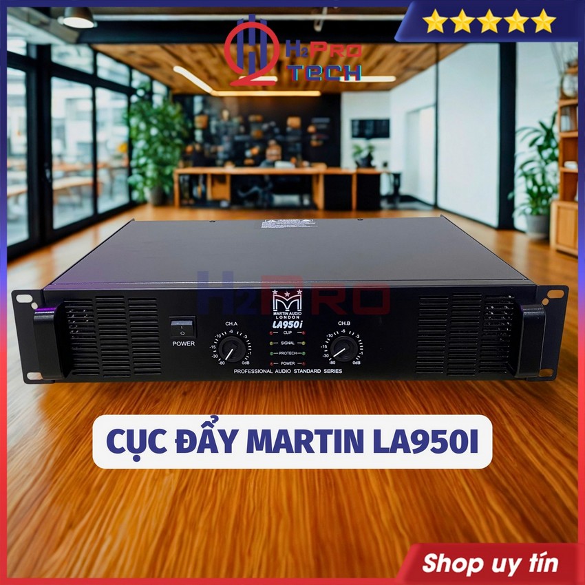 Cục Đẩy Công Suất 2 Kênh Cao Cấp Martin LA950I 2X950W, 28 Sò Bù Áp, 8 Tụ Lọc - 16 Sò Lớn, Nguồn Xuyến - H2Pro Tech