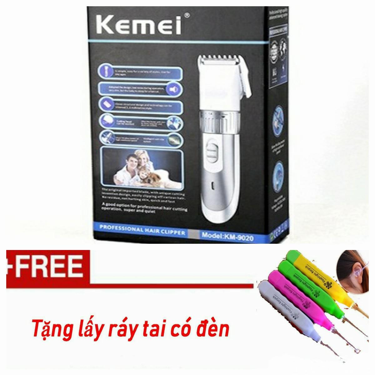 Tông đơ cắt tóc trẻ em kemei 9020 tặng que lấy ráy tai thông minh