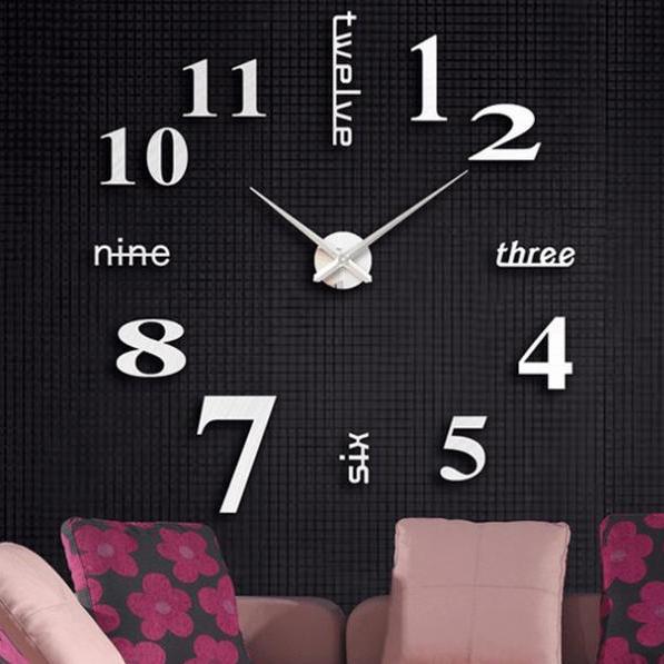 Đồng hồ dán tường cỡ lớn DIY từ 90cm đến 120cm - Đồng hồ dán tường trang trí 3D khổ lớn - Đồng hồ treo tường trang trí-  - DH072