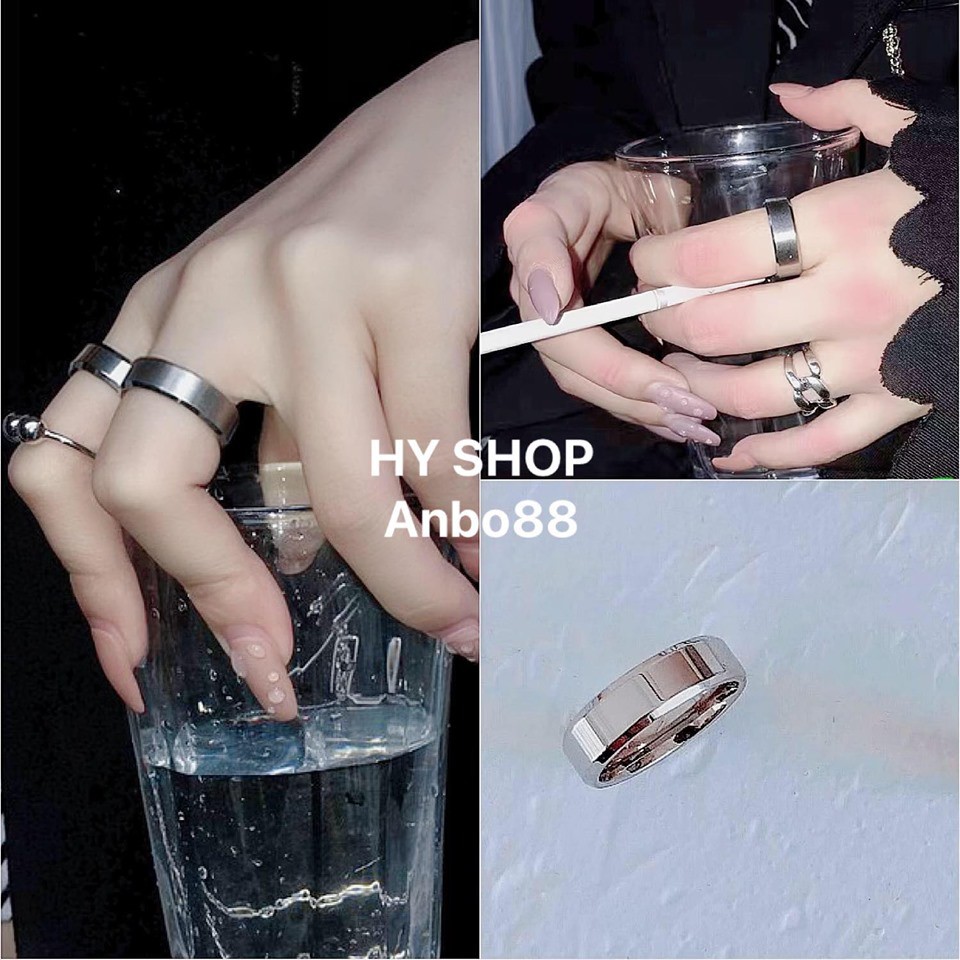 Nhẫn Titan Trơn Nam Nữ Không Gỉ Không Đen Cá Tính Unisex Bts - Nhẫn Cao Cấp Cho Cặp Đôi