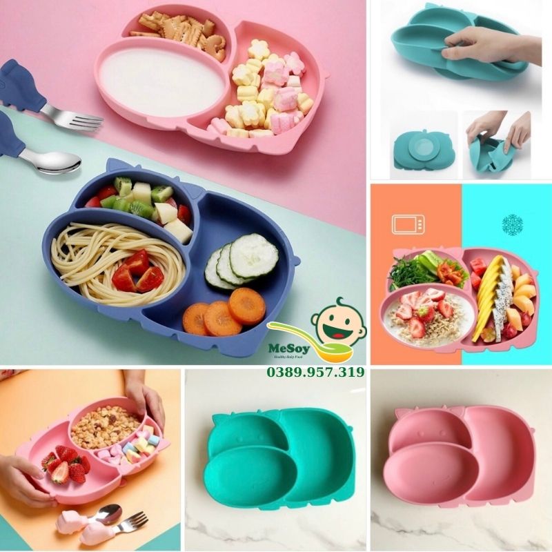 Khay ăn dặm silicon hình hà mã đáng yêu cho bé ăn dặm