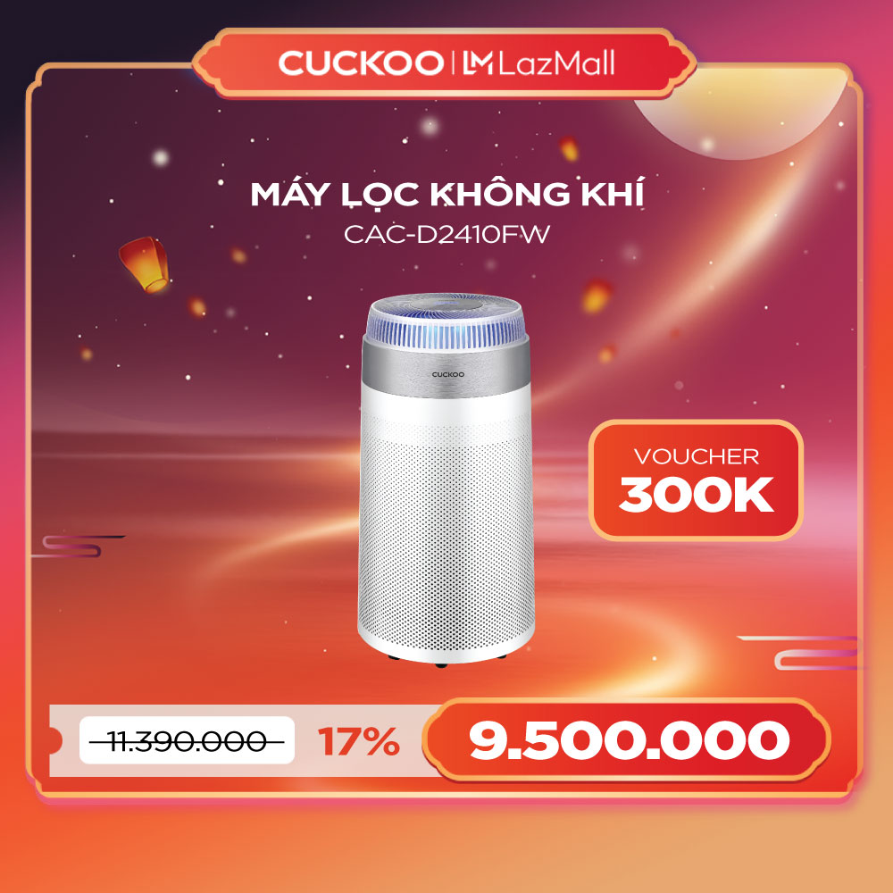 Máy lọc không khí Cuckoo CAC-D2410FW/WHCRVN(S) diện tích 84.7m2 - Lọc bụi mịn, chế độ Smart Room Care -  Hàng chính hãng