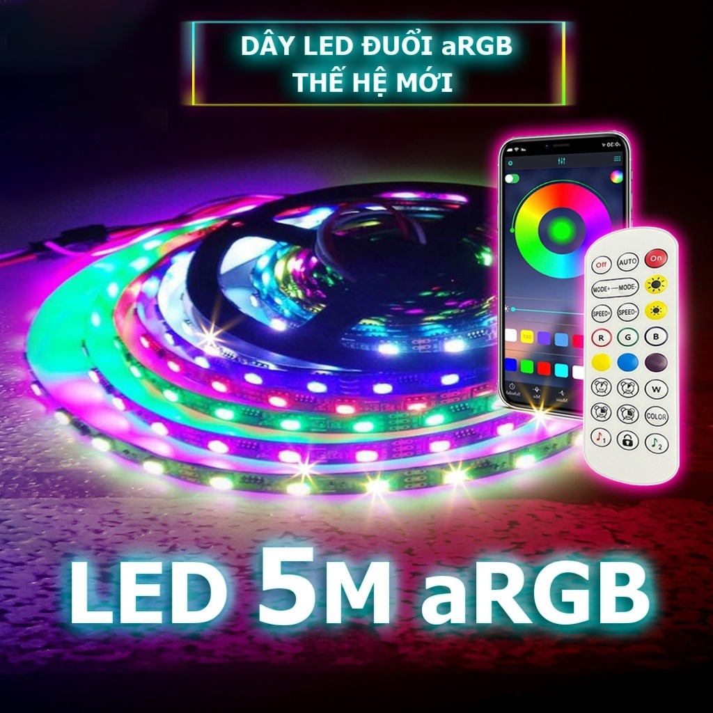 Bộ Dây Đèn LED Đuổi ARGB 5 Mét Dùng APP Nháy theo nhạc TIKTOK Đèn LED Decor Phòng Ngủ Trang Trí Nhà Cửa Ngày Lễ Tết